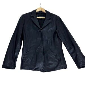 Wilson’s Leather Pelle Studio Black Leather Blazer Jacket Size M